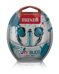 Maxell Earbuds W/ Mic & Remote Blue